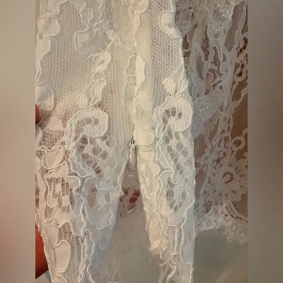 NWOT BRONX AND BANCO Colette White Lace Long Sleeve Mini Wedding Bridal Dress - Picture 11 of 16